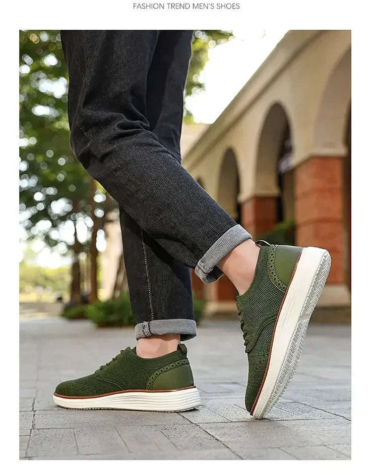 Men's Mesh Casual Sports Shoes, Anti-Slip Low-Cut Lace-Up Shoes-Blue / 46