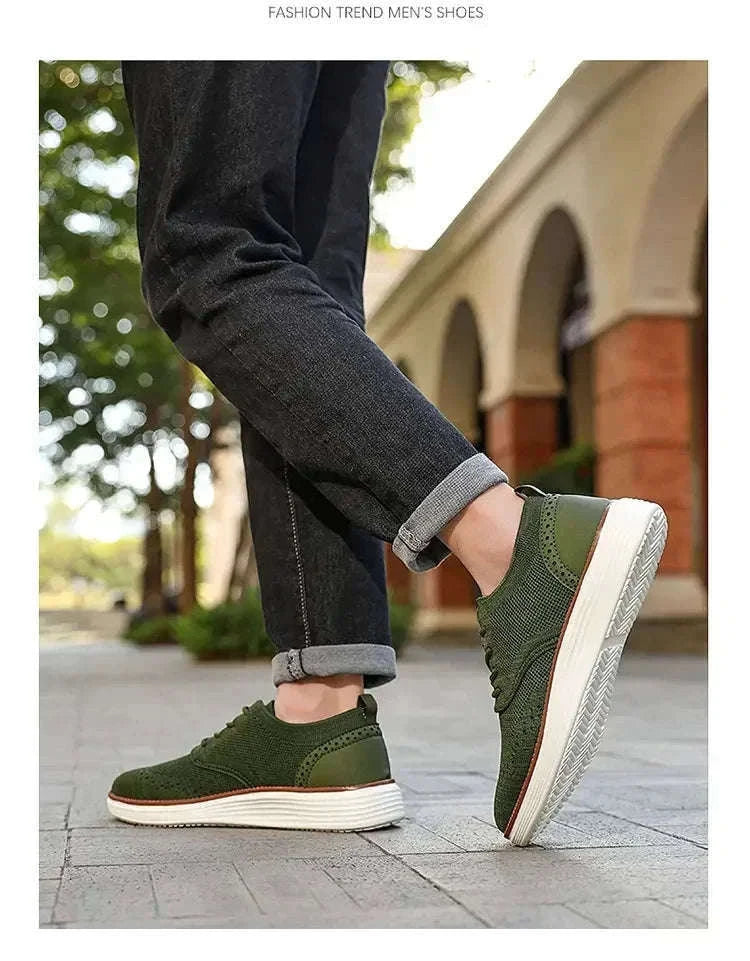 Men's Mesh Casual Sports Shoes, Anti-Slip Low-Cut Lace-Up Shoes-Blue / 46