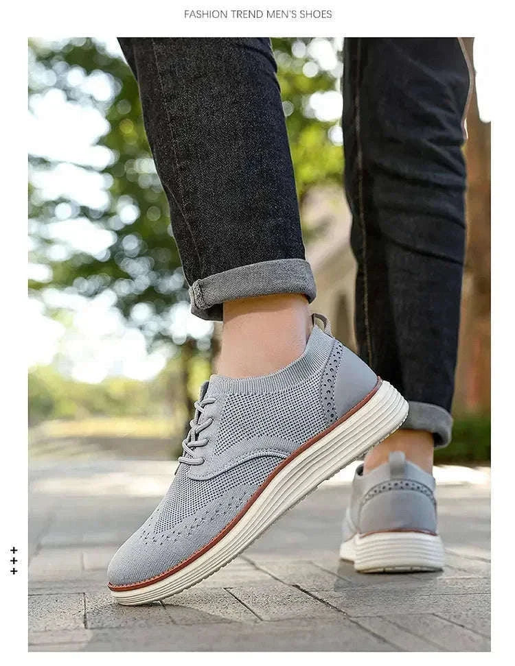 Men's Mesh Casual Sports Shoes, Anti-Slip Low-Cut Lace-Up Shoes-Blue / 46