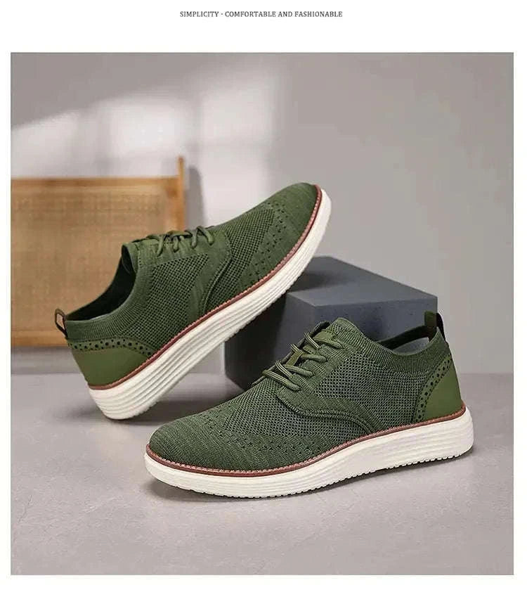 Men's Mesh Casual Sports Shoes, Anti-Slip Low-Cut Lace-Up Shoes-Blue / 46