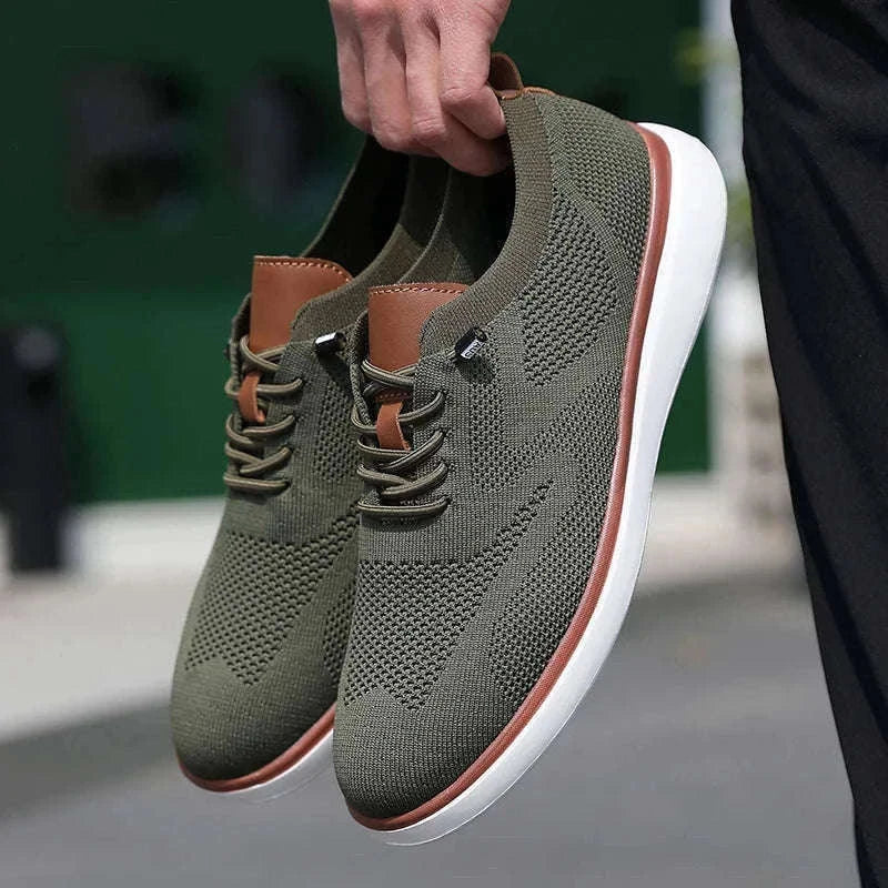 Men's Mesh Casual Sports Shoes, Anti-Slip Low-Cut Lace-Up Shoes-Blue / 46