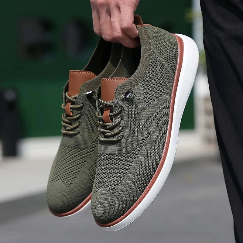 Men's Mesh Casual Sports Shoes, Anti-Slip Low-Cut Lace-Up Shoes-Blue / 46