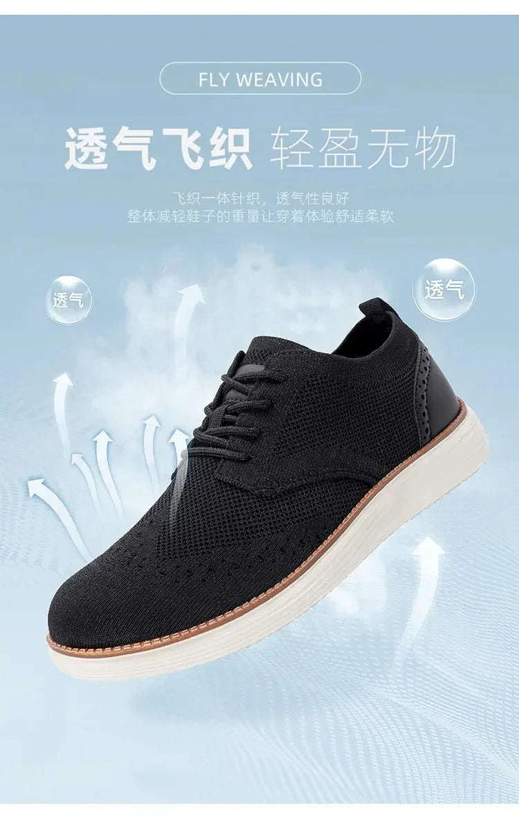 Men's Mesh Casual Sports Shoes, Anti-Slip Low-Cut Lace-Up Shoes-Blue / 46