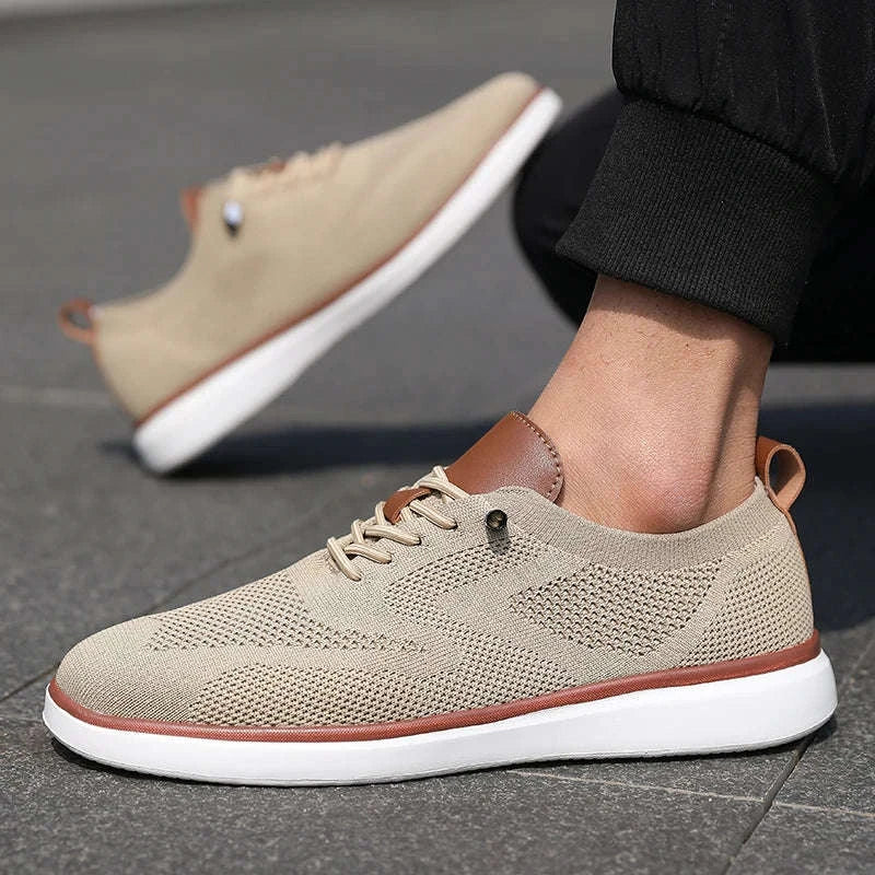 Men's Mesh Casual Sports Shoes, Anti-Slip Low-Cut Lace-Up Shoes-Blue / 46
