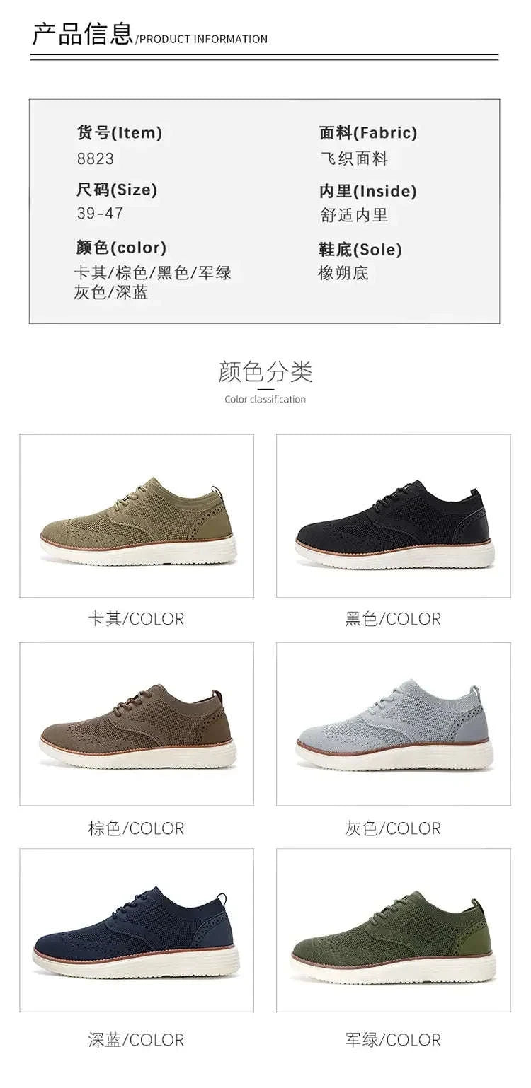 Men's Mesh Casual Sports Shoes, Anti-Slip Low-Cut Lace-Up Shoes-Blue / 46