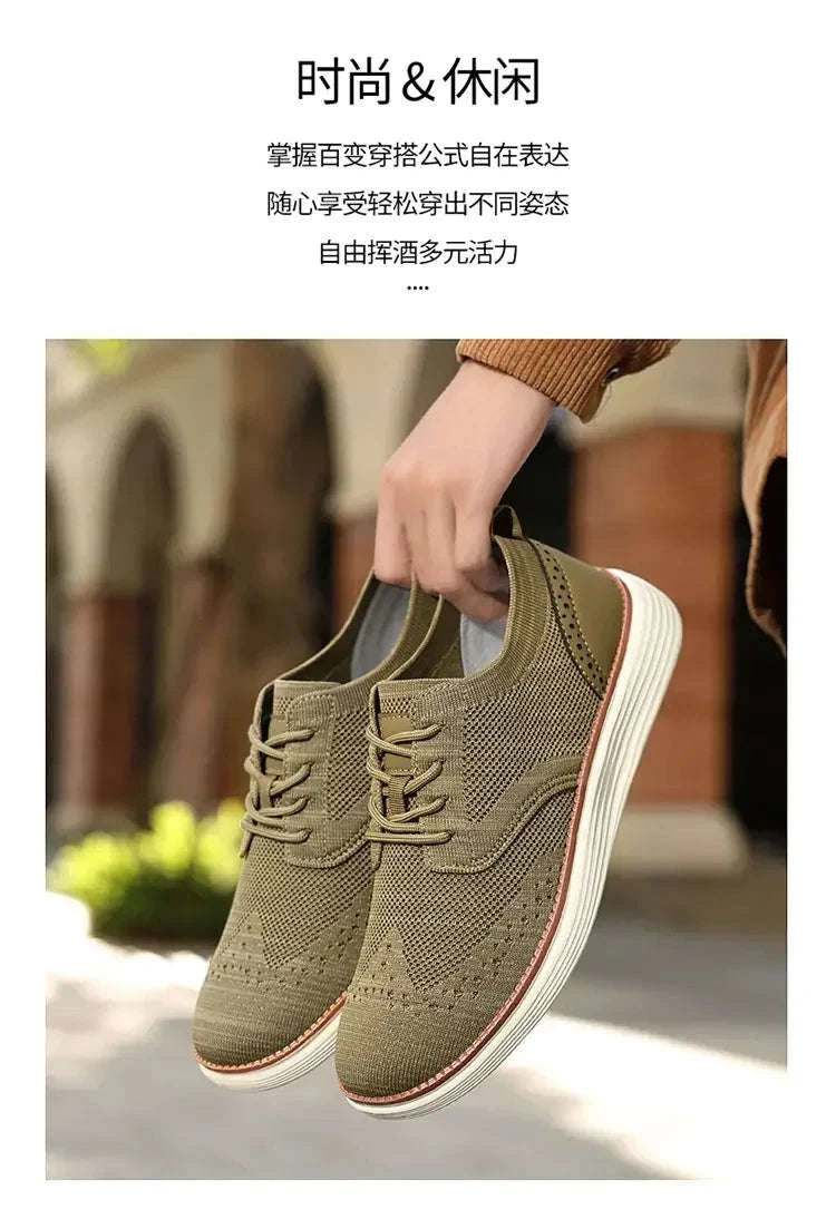 Men's Mesh Casual Sports Shoes, Anti-Slip Low-Cut Lace-Up Shoes-Blue / 46