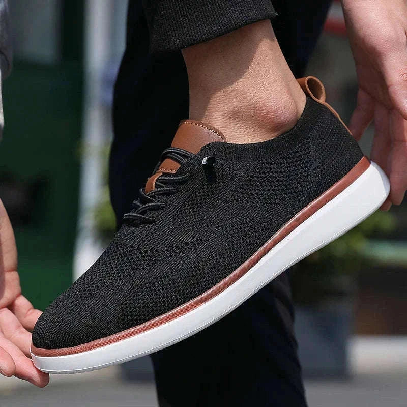 Men's Mesh Casual Sports Shoes, Anti-Slip Low-Cut Lace-Up Shoes-Blue / 46