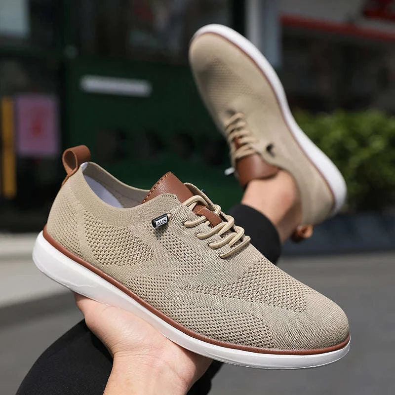 Men's Mesh Casual Sports Shoes, Anti-Slip Low-Cut Lace-Up Shoes-Blue / 46