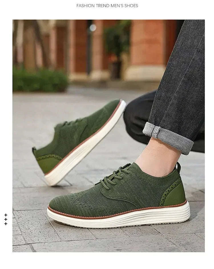 Men's Mesh Casual Sports Shoes, Anti-Slip Low-Cut Lace-Up Shoes-Blue / 46