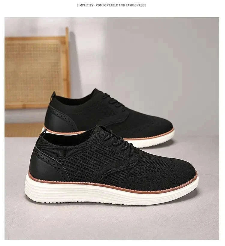 Men's Mesh Casual Sports Shoes, Anti-Slip Low-Cut Lace-Up Shoes-Blue / 46