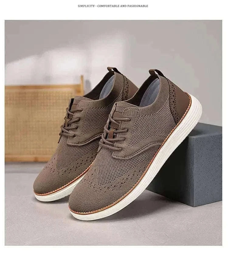 Men's Mesh Casual Sports Shoes, Anti-Slip Low-Cut Lace-Up Shoes-Blue / 46