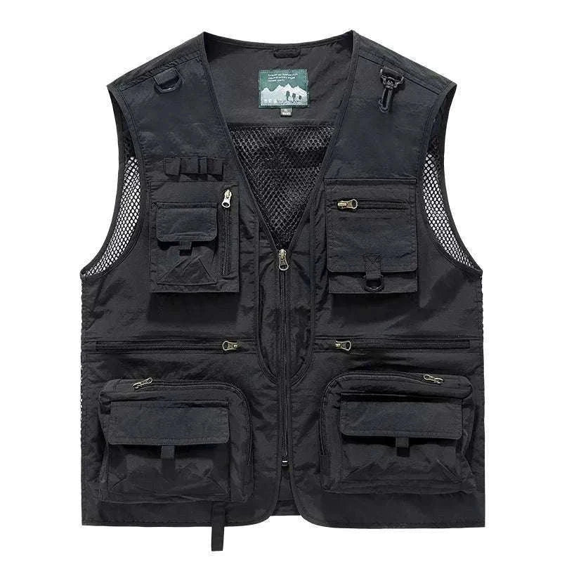 Men’s Multi-Pocket Lightweight Fishing Vest for Outdoor Spring Summer-Grey / EU size L
