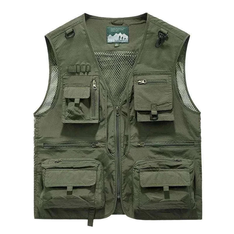 Men’s Multi-Pocket Lightweight Fishing Vest for Outdoor Spring Summer-Grey / EU size L