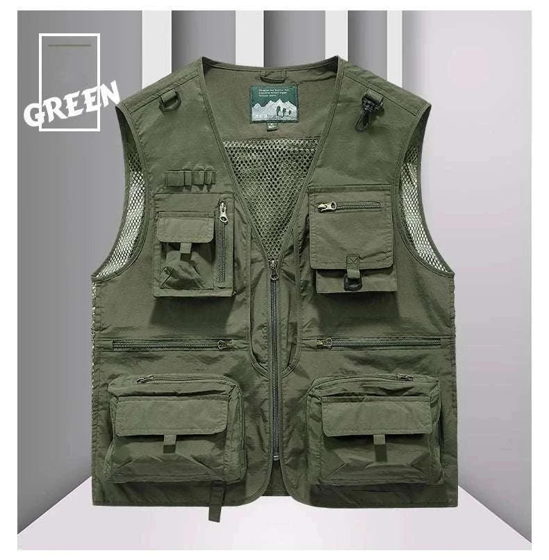 Men’s Multi-Pocket Lightweight Fishing Vest for Outdoor Spring Summer-Grey / EU size L