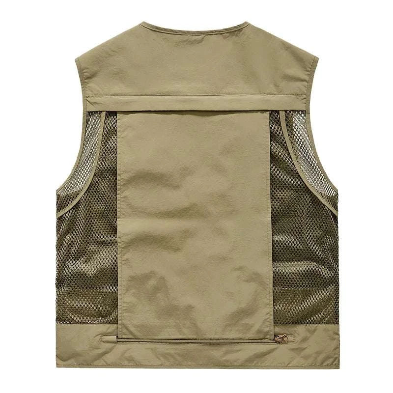 Men’s Multi-Pocket Lightweight Fishing Vest for Outdoor Spring Summer-Grey / EU size L