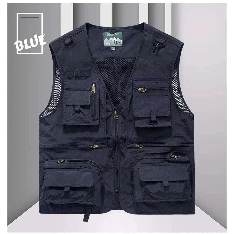 Men’s Multi-Pocket Lightweight Fishing Vest for Outdoor Spring Summer-Grey / EU size L