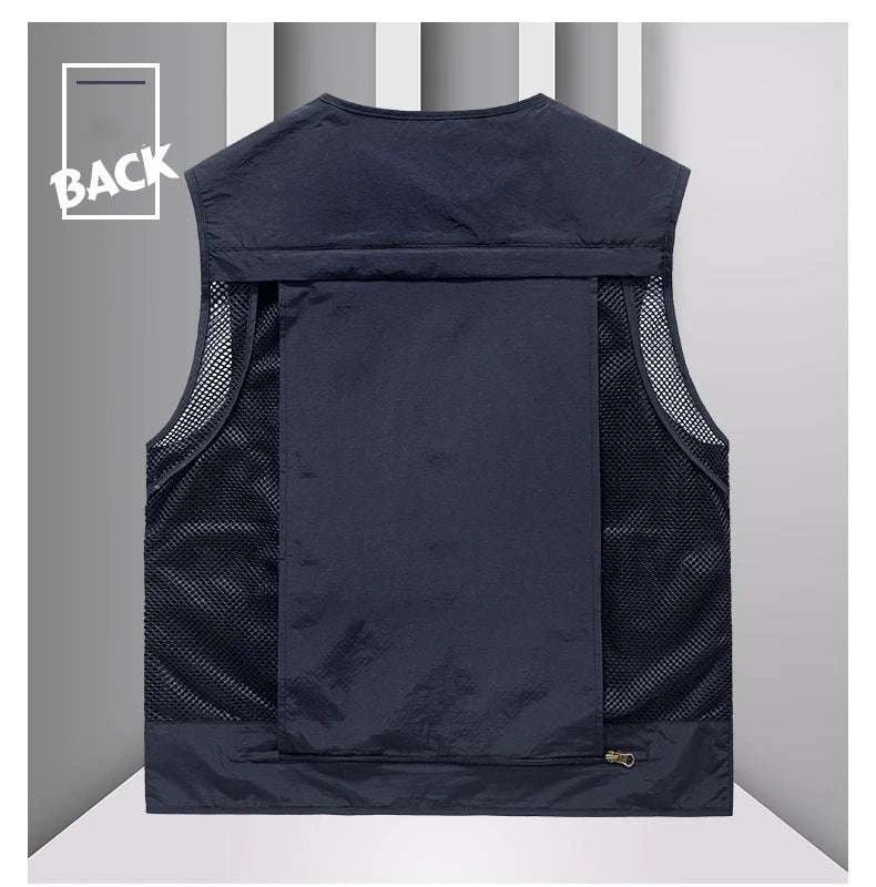 Men’s Multi-Pocket Lightweight Fishing Vest for Outdoor Spring Summer-Grey / EU size L