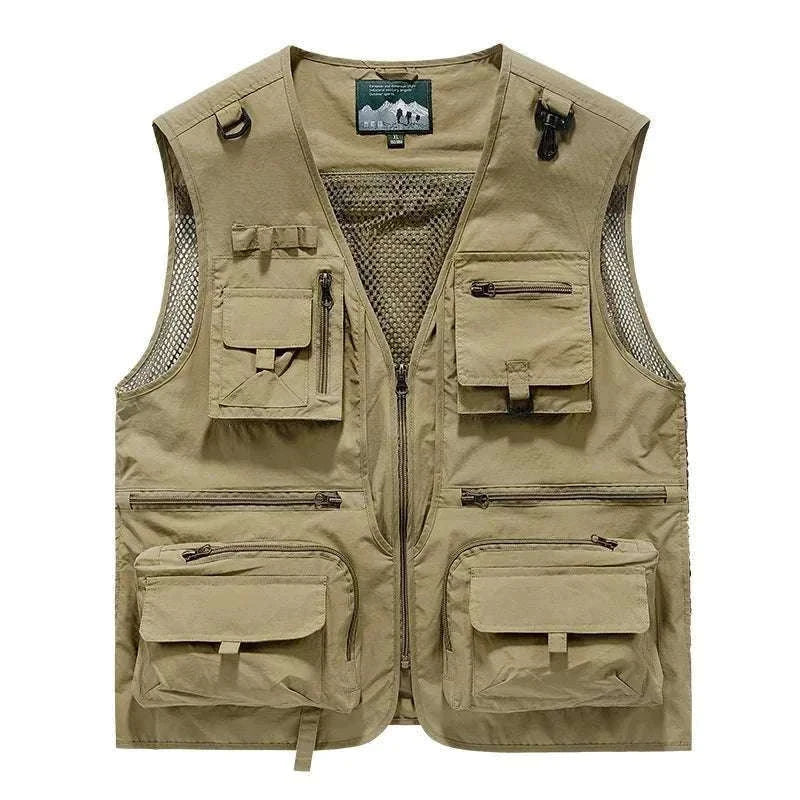 Men’s Multi-Pocket Lightweight Fishing Vest for Outdoor Spring Summer-Grey / EU size L