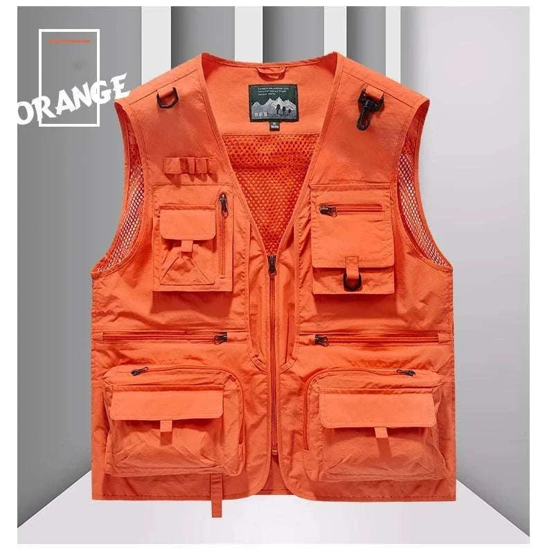 Men’s Multi-Pocket Lightweight Fishing Vest for Outdoor Spring Summer-Grey / EU size L