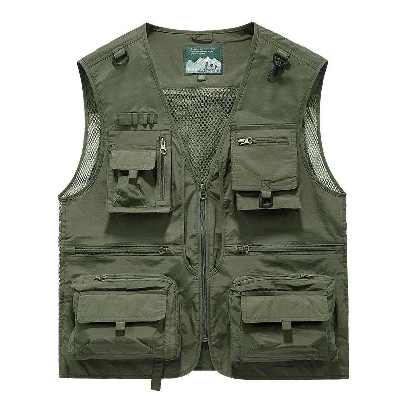 Men’s Multi-Pocket Lightweight Fishing Vest for Outdoor Spring Summer-Grey / EU size L