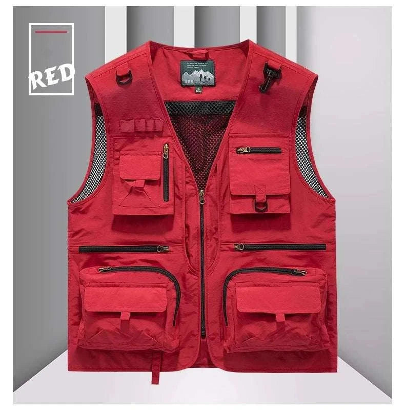 Men’s Multi-Pocket Lightweight Fishing Vest for Outdoor Spring Summer-Grey / EU size L