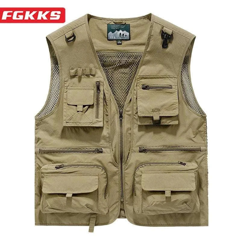 Men’s Multi-Pocket Lightweight Fishing Vest for Outdoor Spring Summer-Grey / EU size L