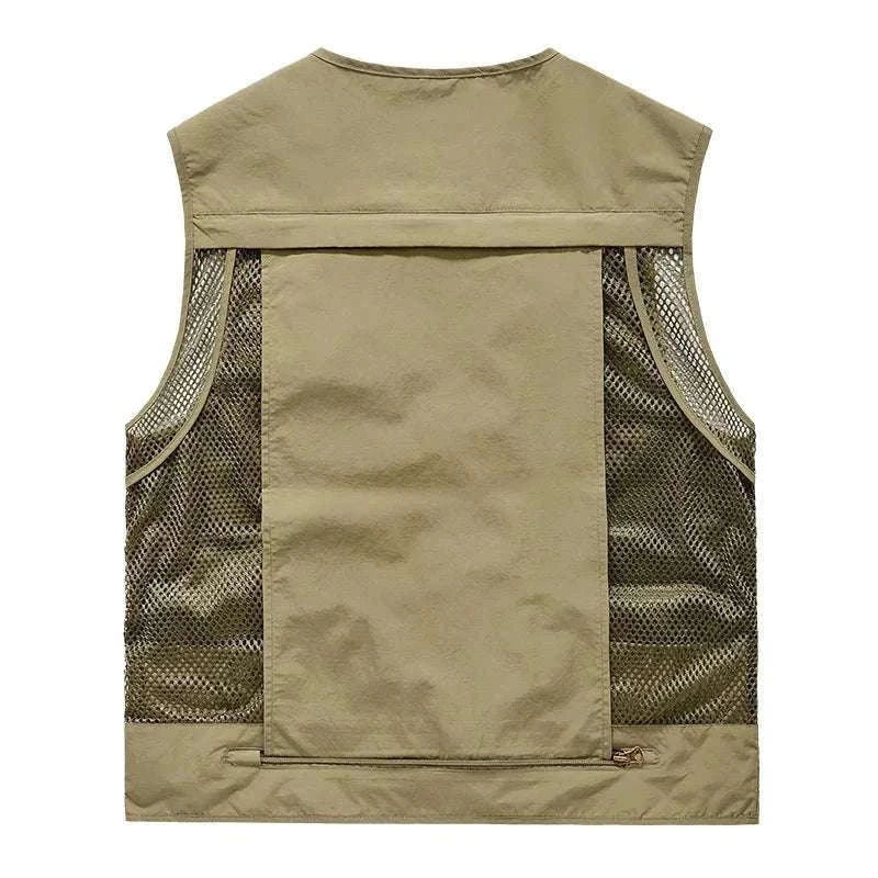 Men’s Multi-Pocket Lightweight Fishing Vest for Outdoor Spring Summer-Grey / EU size L