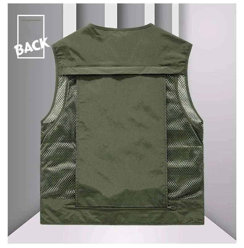 Men’s Multi-Pocket Lightweight Fishing Vest for Outdoor Spring Summer-Grey / EU size L