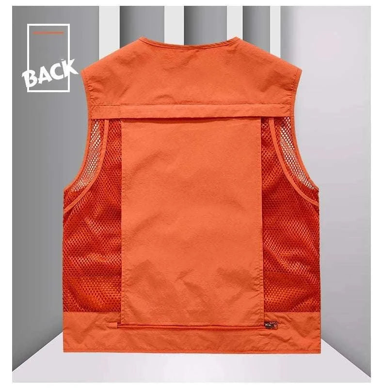 Men’s Multi-Pocket Lightweight Fishing Vest for Outdoor Spring Summer-Grey / EU size L