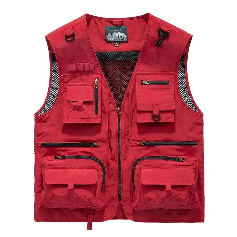 Men’s Multi-Pocket Lightweight Fishing Vest for Outdoor Spring Summer-Grey / EU size L