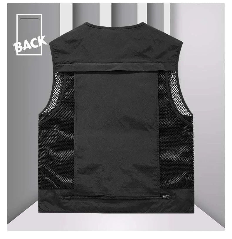 Men’s Multi-Pocket Lightweight Fishing Vest for Outdoor Spring Summer-Grey / EU size L