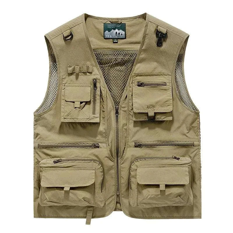 Men’s Multi-Pocket Lightweight Fishing Vest for Outdoor Spring Summer-Grey / EU size L