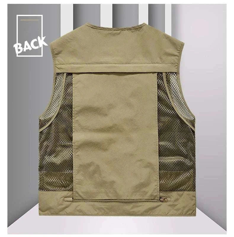 Men’s Multi-Pocket Lightweight Fishing Vest for Outdoor Spring Summer-Grey / EU size L