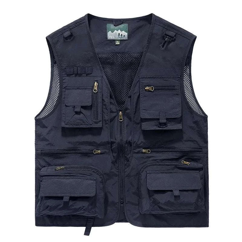 Men’s Multi-Pocket Lightweight Fishing Vest for Outdoor Spring Summer-Grey / EU size L