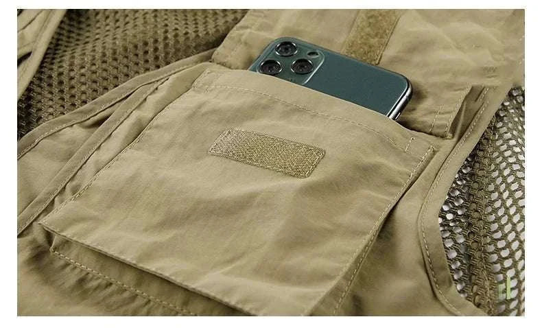 Men’s Multi-Pocket Lightweight Fishing Vest for Outdoor Spring Summer-Grey / EU size L