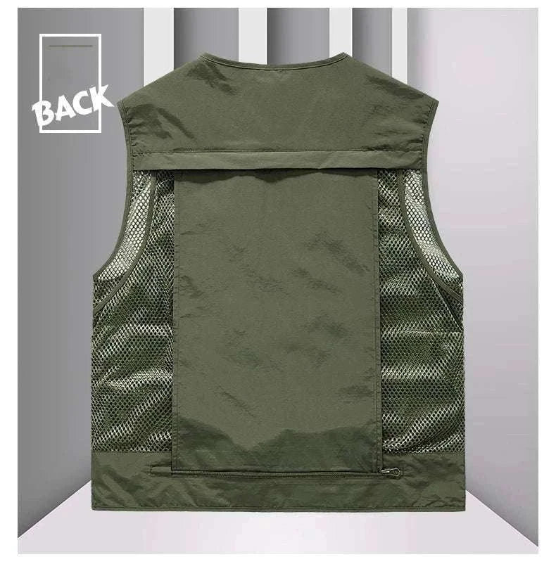 Men’s Multi-Pocket Lightweight Fishing Vest for Outdoor Spring Summer-Grey / EU size L