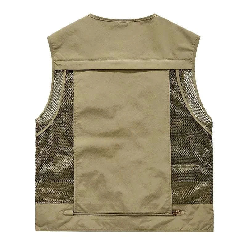 Men’s Multi-Pocket Lightweight Fishing Vest for Outdoor Spring Summer-Grey / EU size L