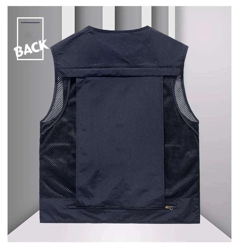 Men’s Multi-Pocket Lightweight Fishing Vest for Outdoor Spring Summer-Grey / EU size L
