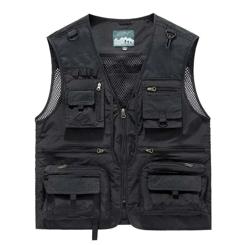 Men’s Multi-Pocket Lightweight Fishing Vest for Outdoor Spring Summer-Grey / EU size L