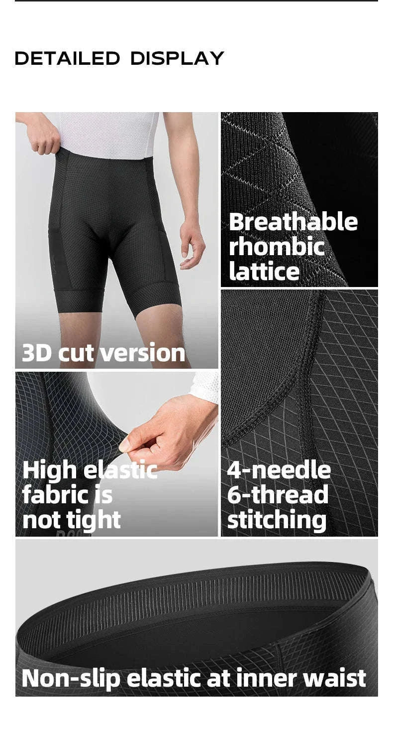 Men’s Padded Cycling Shorts Quick-Dry Breathable Bike Tights-YDDK004-1 / Asia S(EUR XS)