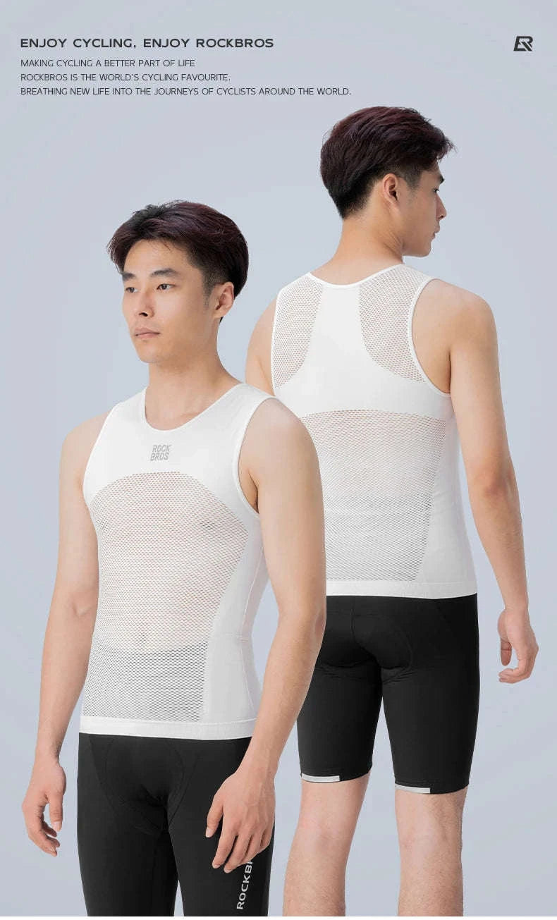 Men’s Quick-Dry Cycling Base Layer Vest Breathable Sleeveless Undershirt-Asia M(EUR S)