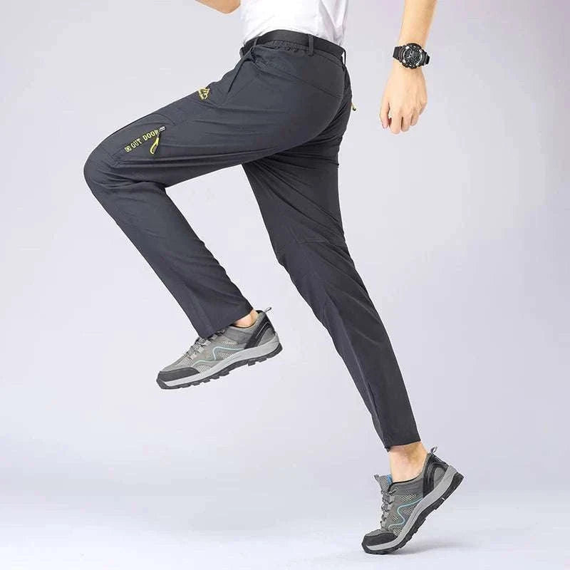 Men’s Quick Dry Hiking Pants Stretch Waterproof Multi Pocket-Dark Grey / Asian XXXL 85kg-90kg