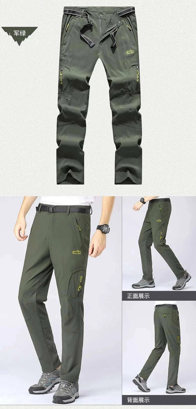 Men’s Quick Dry Hiking Pants Stretch Waterproof Multi Pocket-Dark Grey / Asian XXXL 85kg-90kg