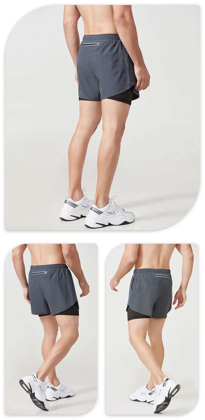 Men’s Quick-Dry Running Shorts – Double-Layer Workout-Sky Blue / L(70-80kg)
