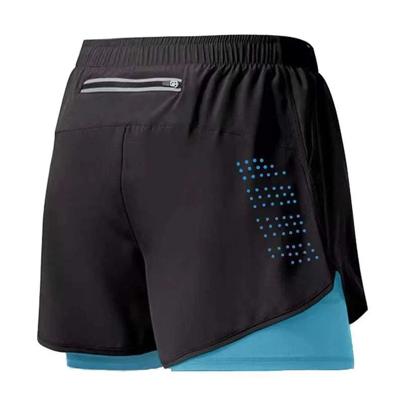 Men’s Quick-Dry Running Shorts – Double-Layer Workout-Sky Blue / L(70-80kg)