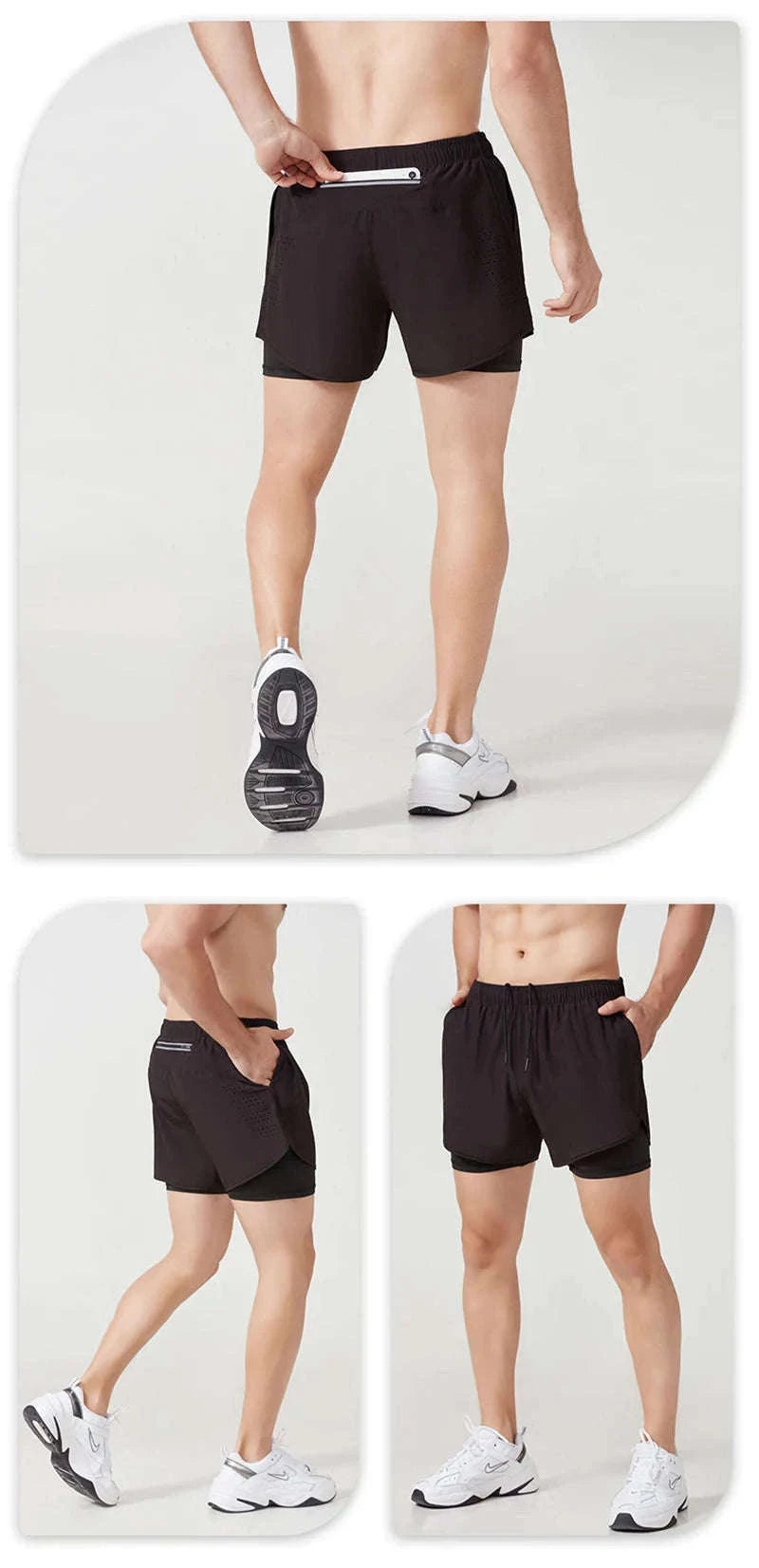Men’s Quick-Dry Running Shorts with Double-Layer Support-Sky Blue / L(70-80kg)
