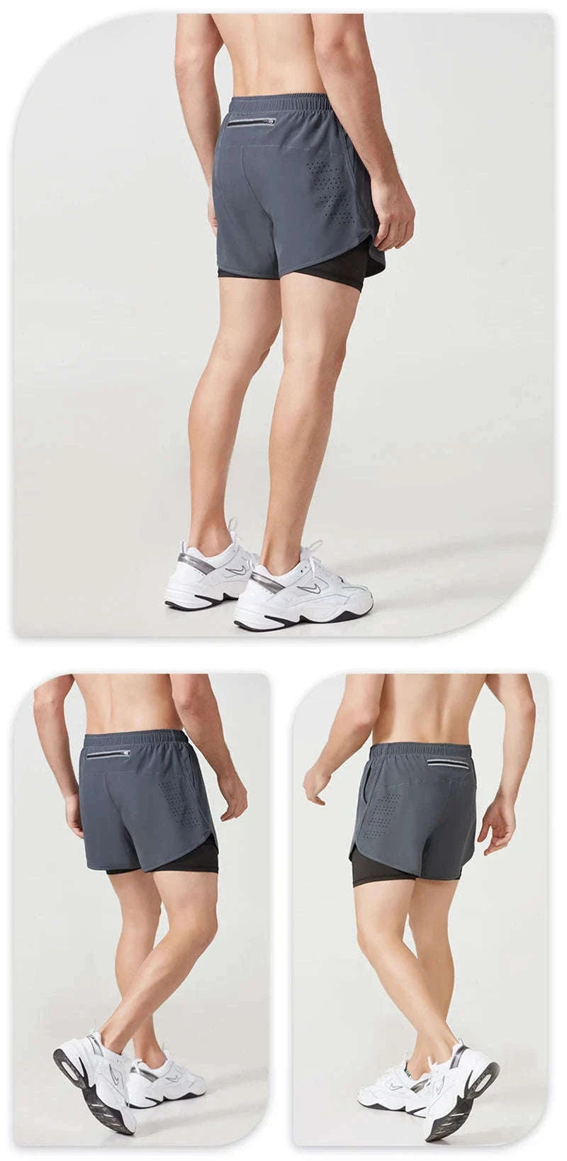 Men’s Quick-Dry Running Shorts with Double-Layer Support-Sky Blue / L(70-80kg)
