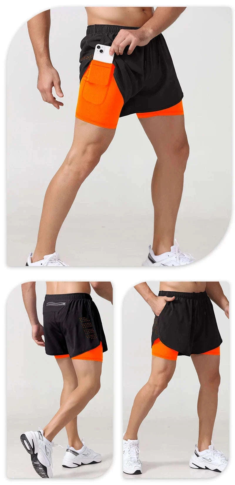 Men’s Quick-Dry Running Shorts with Double-Layer Support-Sky Blue / L(70-80kg)