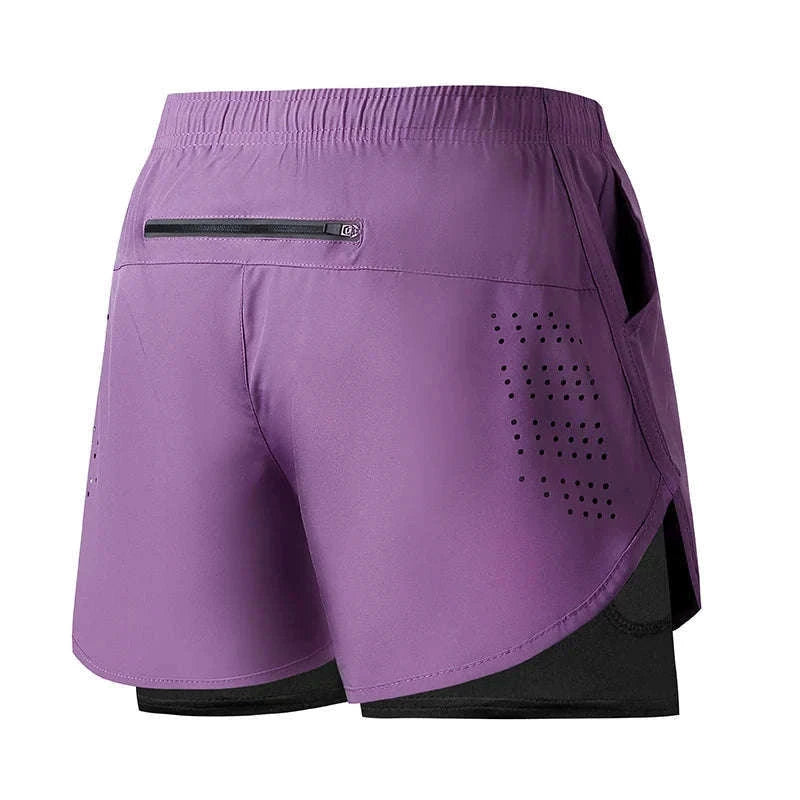 Men’s Quick-Dry Running Shorts with Double-Layer Support-Sky Blue / L(70-80kg)