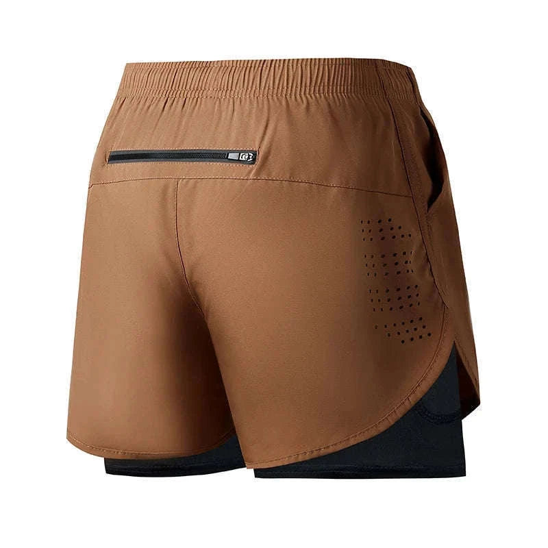 Men’s Quick-Dry Running Shorts with Double-Layer Support-Sky Blue / L(70-80kg)